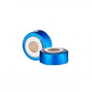 TAMPA AZUL 18MM BI-METÁLICA PARA VIAL HEADSPACE CRIMP COM SEPTO 2.5mm